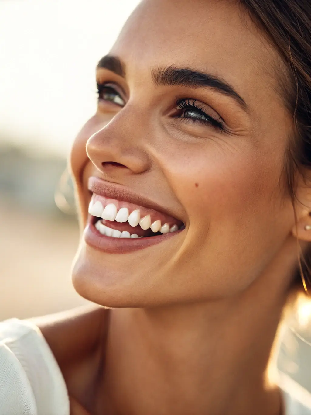 A close-up of a patient's smile after undergoing a teeth whitening procedure at Clinica Dentale Duomo, showcasing the bright and natural-looking results.